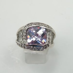 925 Silver CZ Purple Diamond Ring